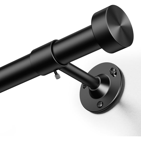 Heavy Duty Curtain Rods 32-90 Inch, 1 Inch Adjustable Black Curtain Rod for Windows, Long Window Treatment Rods with Aluminium Finials, Easy Installation