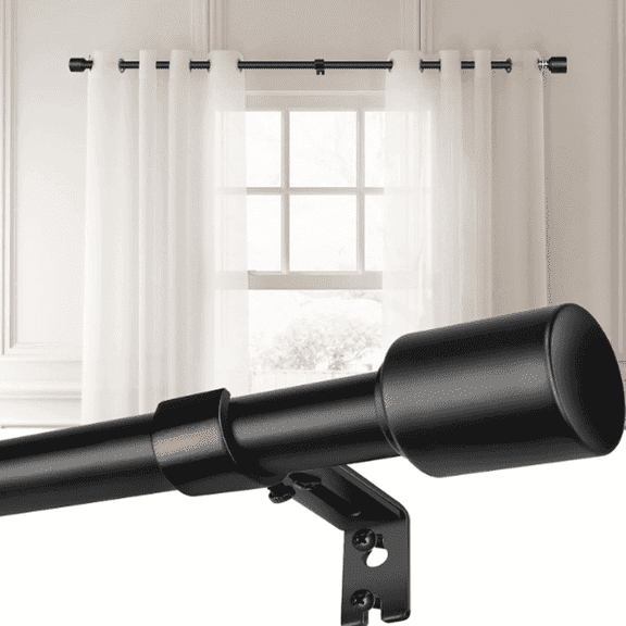 Curtain Rods for Windows 30 to 144inch with Easy Installation and Modern Design(Black,30-144")