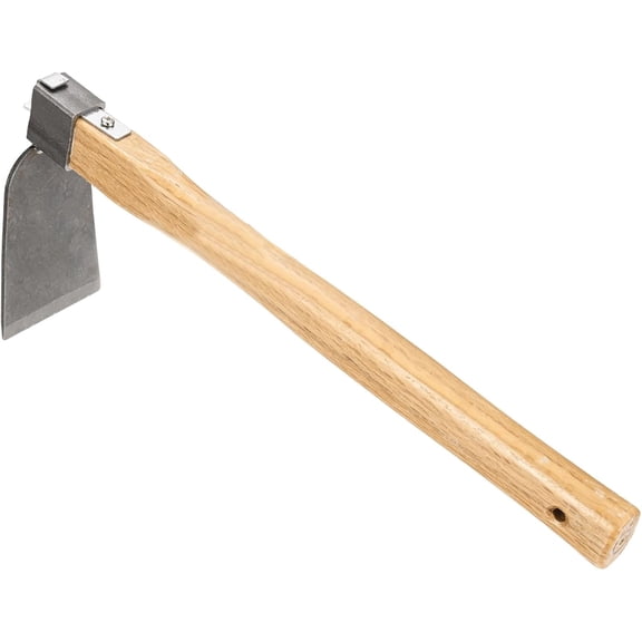 Heavy Duty Curved Hoe, 15.4 Inches Stainless Steel Mattock with Garden Hoe for Digging, Weeding, and Planting, Gardening Tool with Wooden Handle