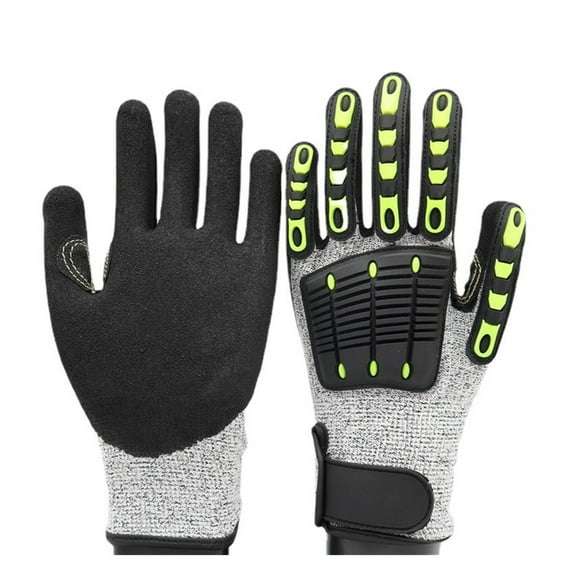 Heavy Duty Cut Resistant Gloves Anti Impact Vibration Oil Safety Work Gloves Anti Cut Shock Absorbing Mechanical Impact Resi apply to wood carving, carpentry and knife working ,Superior Abrasion