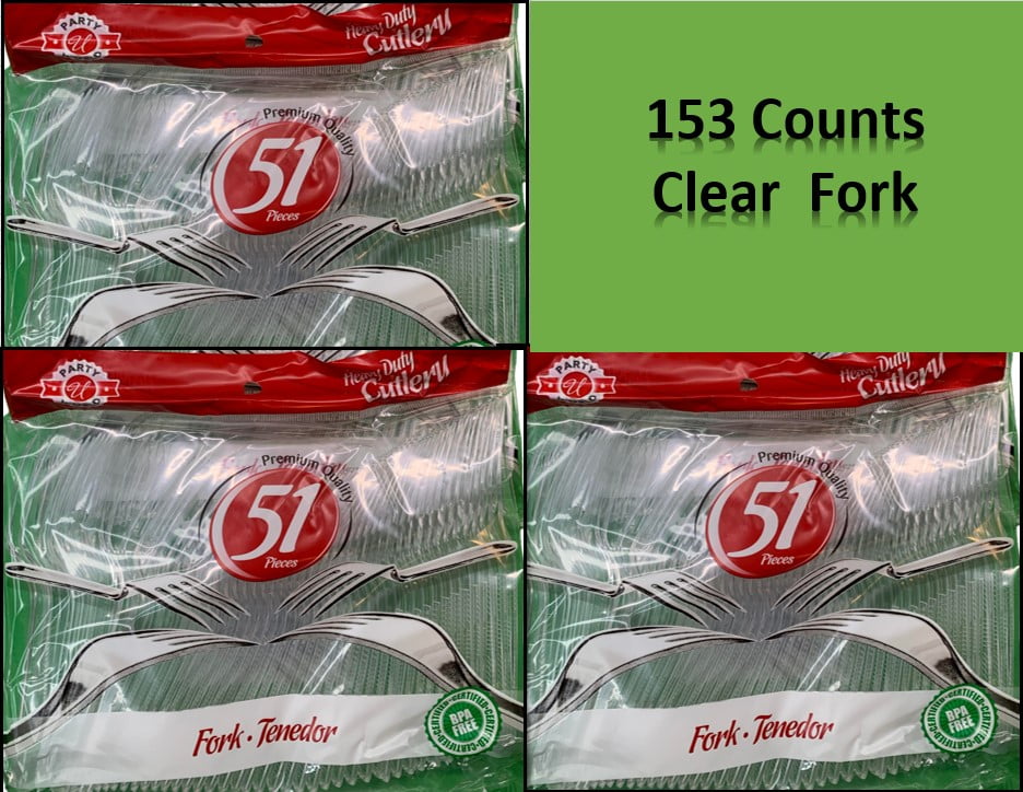 Heavy Duty Cutlery Disposable Plastic Forks, Clear, 153 Count 3 Packs ...