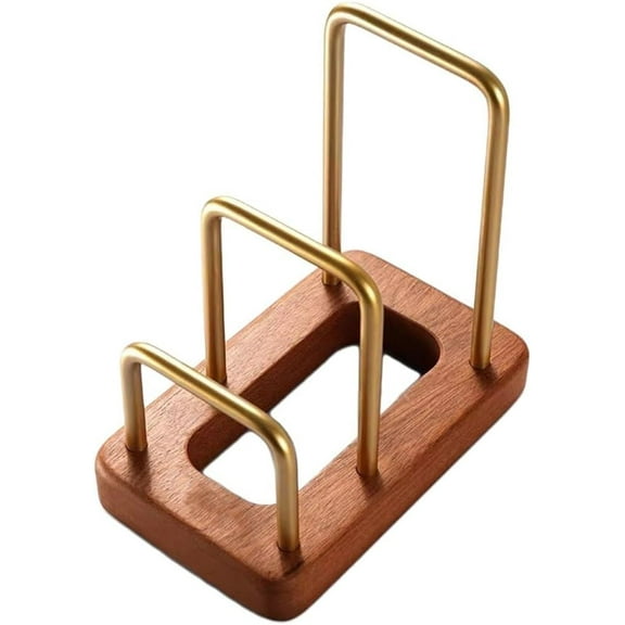 Heavy Duty Cutting Board Organizer Rack with Wood Base Kitchen Pot Lid Holder Baking Pan Storage Stand