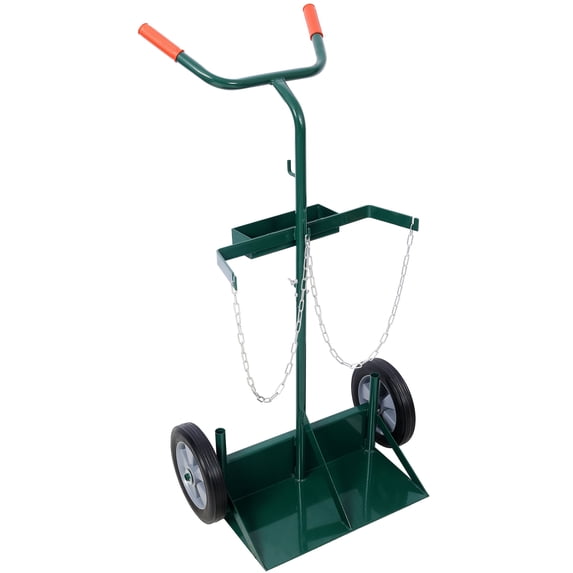 Heavy Duty Cylinder Cart With 440 Lbs Capacity, Compact Dual Oxygen Tank Hand Truck, 10 Inch Solid Rubber Wheels, Durable Metal Design For Secure Gas Cylinder Storage And Mobility