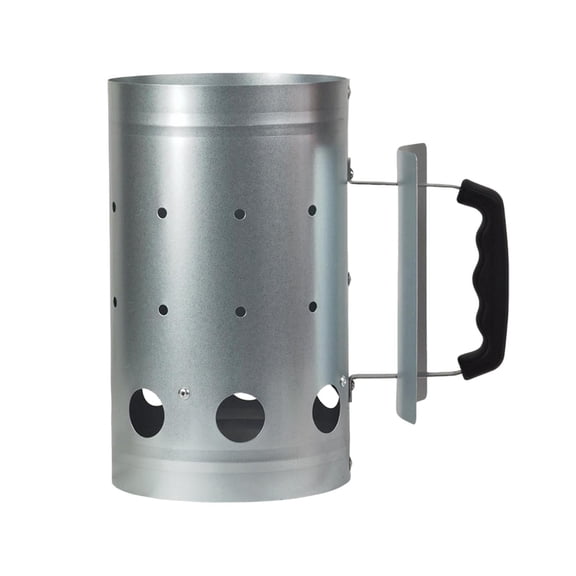 Heavy Duty Cylindrical Charcoal Chimney Starter for Grilling, Metal, Silver, 1 Pack