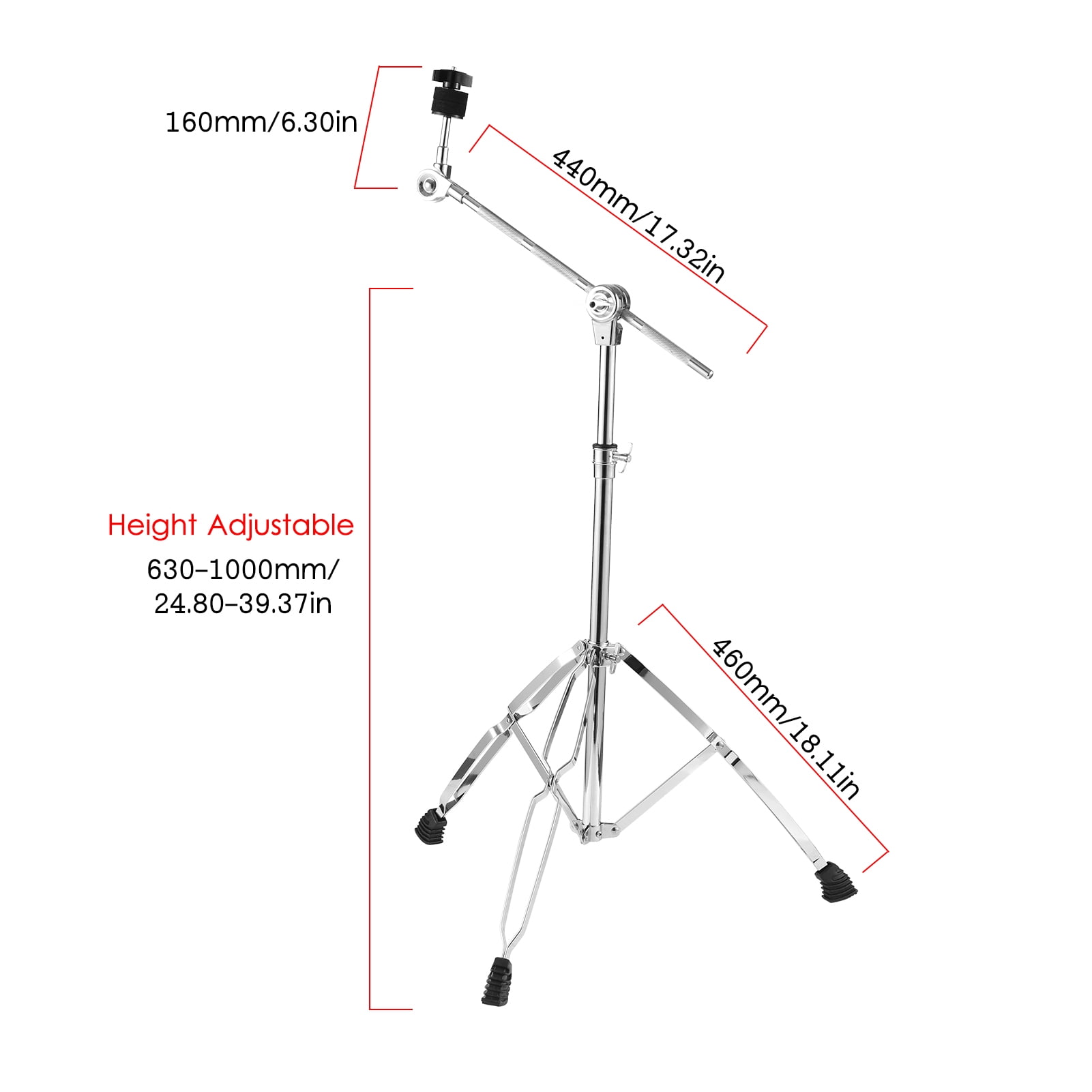 Heavy Duty Cymbal Support Stand, Double Braced Legs, Adjustable Height