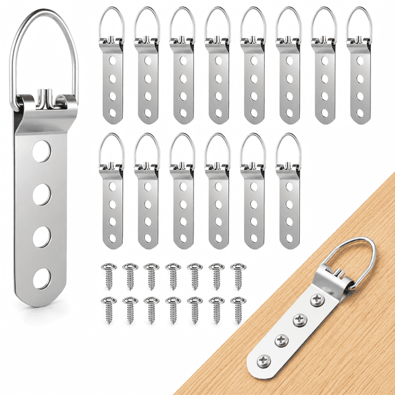 Heavy Duty D Ring Picture Hangers, 12-Piece Stainless Steel Universal Hardware for Frames, Mirrors and Wall Art