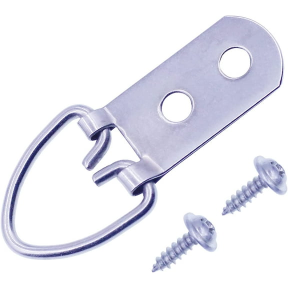 Heavy Duty D-Ring Picture Hangers with Screws, Large Wide D Ring Picture Hanging Hardware, 60 Pcs 2 Holes Picture Hooks for Mirror, Clock, Decoration, Paintings, Artwork Picture Frame