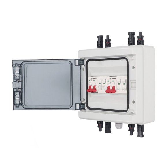 Heavy Duty DC 500V 32A PV Solar Disconnect Switch Box, 10 Inches / 25.4 cm IP65 Waterproof Miniature Circuit Breaker & Surge Protector Combine Box for Solar Panel RV System