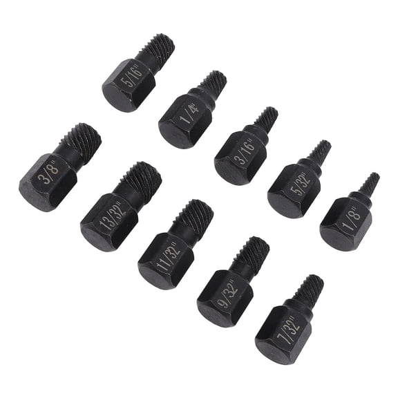 Heavy Duty Damaged Screw Extractor Set 10 Pieces Professional Steel Bolt and Slid Thread Removal Tool Kit for Automotive Machine Mechanics 1/8 to 13/32 Inches / 3.17 to 10.3 mm