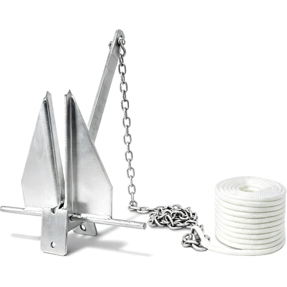 Heavy Duty Danforth Boat Anchor Kit with 5 lb Anchor 5 ft Chain 75 ft Rope and Shackle for 8-16 ft Boats