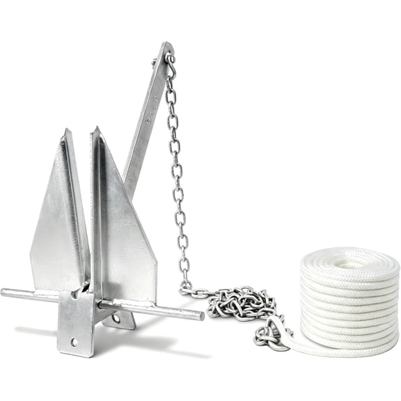 Heavy Duty Danforth Boat Anchor Kit with 8 lb Anchor 5 Ft Chain 75 Ft Rope and 3/8 in Shackle