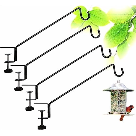 Heavy Duty Deck Bird Feeder Hanger Hook for Railing 13 Inch 4 Pack for Bird Feeders,Planters,Plants Flower Suet Baskets,Lanterns,Wind Chimes Holiday Decoration (4 Pack)