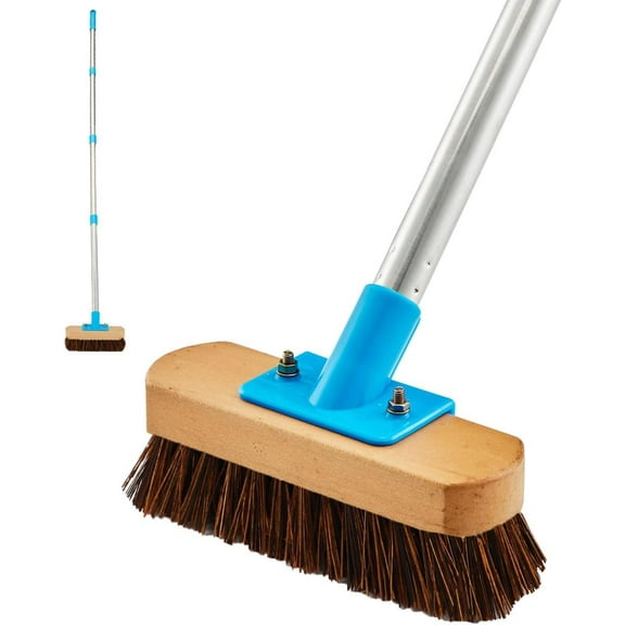 Heavy Duty Deck Brush with Long Handle - 60" Floor Scrub Brush with Stiff  Palmyra Bristles, Outdoor  Brushes for Cleaning Rough Surface, Concrete Floor, Patio, Garden, Sidewalk