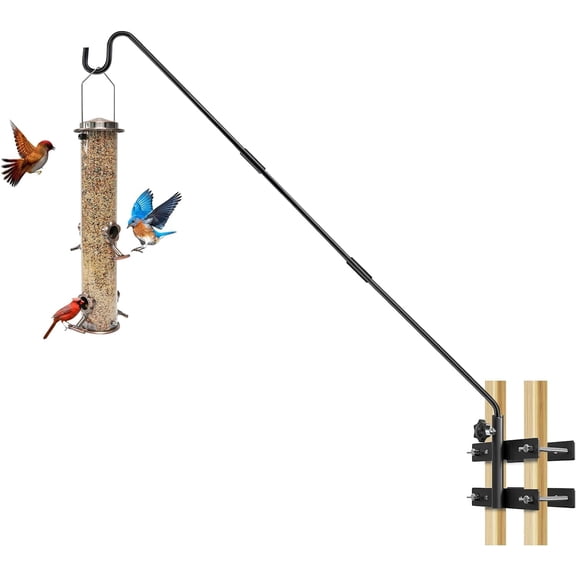 Heavy Duty Deck Hook-Deck Railing Plant Hanr, 29 to 43 Inch Extended Bird Feeder Hanr W/Double Clamps,Versatile Shepherd Hook for Hanging Feeders,Lanterns,Planters etc.