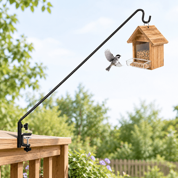 Heavy Duty Deck Hook Extensible And Adjustable With 2" Non Slip Horizontal Clamp For Hanging Bird Feeder Suet Baskets Wind Chimes