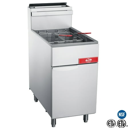 Heavy-Duty Deep Fryer, 50 Lb Commercial Deep Fryer, 3-Tube Burners, Natural Gas, 90,000 BTU, NSF Certified, Stainless Steel