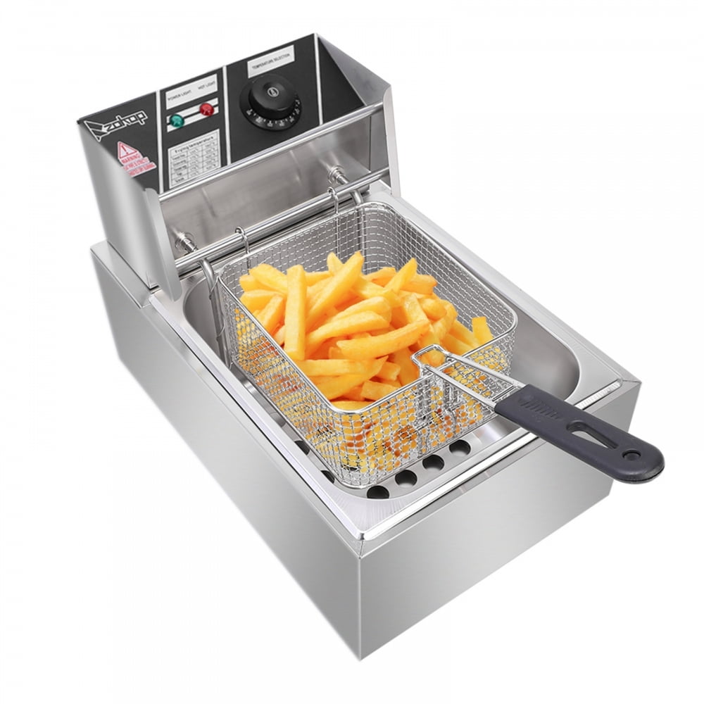 Heavy Duty Deep Fryer,6.3QT/6L Stainless Steel Large Cylinder Electric