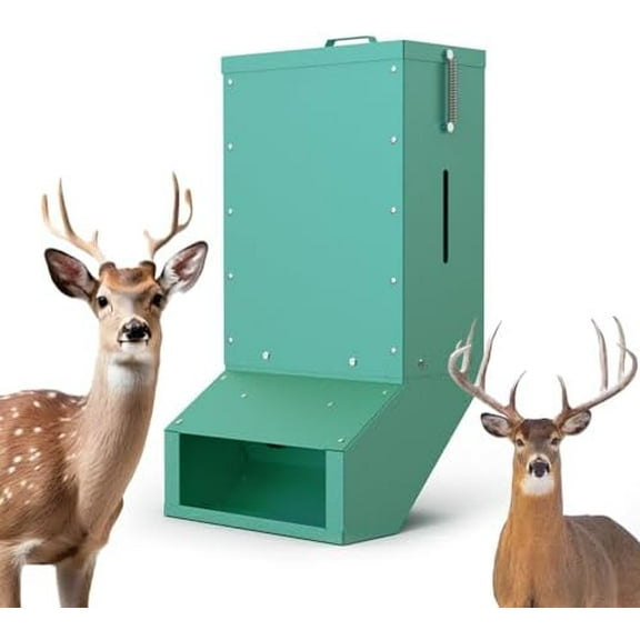 Heavy Duty Deer Feeder Box, Tree Protein Feeder, Gravity Deer Feeder Automatic Dispenser Feeds Protein and Corn, Wildlife Feeder, Green$$Other