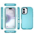 thumbnail image 1 of Heavy Duty Defender Rugged Belt Clip Holster Case for iPhone 16 with Clip - Teal/Light Blue, 1 of 5