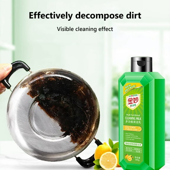 Heavy Duty Degreaser - Professional Strength Kitchen Cleaner for Stoves/Ovens, Lemon Scent Multi-Surface Milk Formula Cuts Grease Without Scratching