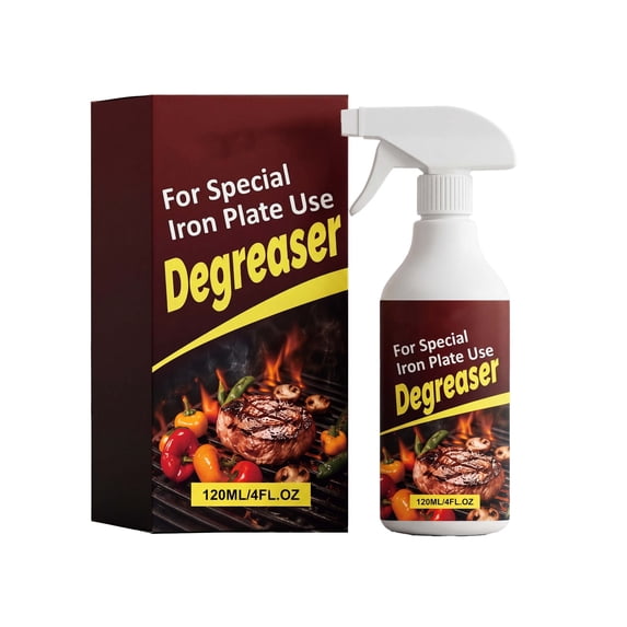 Heavy Duty Degreaser Spray For BBQ Griddles Oven Grill Cleaner Removes Stubborn Grease Carbon Burnt Food Stains Iron Cooking Surface 120ml 4oz For Home Commercial Outdoor Kitchen Cleaning