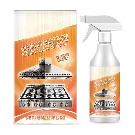 Heavy Duty Degreaser Spray for Kitchen Cleaning, Powerful Oil and Grease Remover for Stovetops, Ovens, Range Hoods and Countertops, Multi-Surface Cleaner with Fast Acting Formula, 120ml Bottle