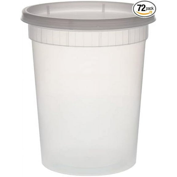 Heavy Duty Deli Containers with Lids | Airtight Food Storage Containers | Clear Kitchen Organizing Leak Proof, BPA-free 32 oz, Heavy Duty | Set of 96