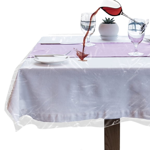 Heavy-Duty Deluxe Crystal Clear Vinyl Tablecloth Protector 70" x 144" - Oblong