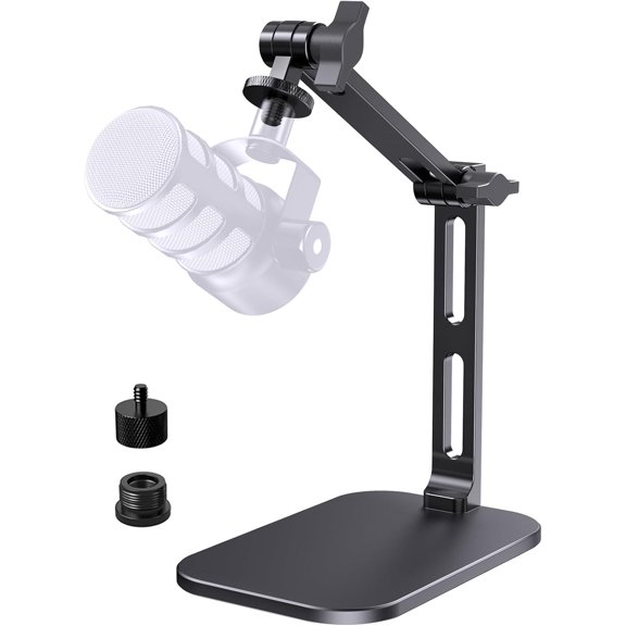 Heavy-Duty Desk Mic Stand, Max Load 2.68 lb Compatible with Rode Podmic, Blue Yeti, Shure and More Mics, Perfect for Small Space Home Office Streaming Setup, Black (up to 1220g)