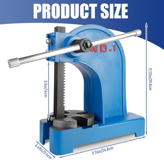 Heavy Duty Desktop Arbor Press, 1 Ton Manual Lever Press with Reversible Ram & 5.5in Max Height, Press Machine for Stamping Forming Small Factory Use