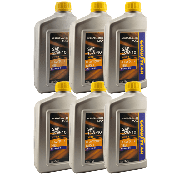 Heavy Duty Diesel Motor Oil SAE 15W-40  Goodyear Performance Max  API CK-4  1 Quart (Pack of 6)