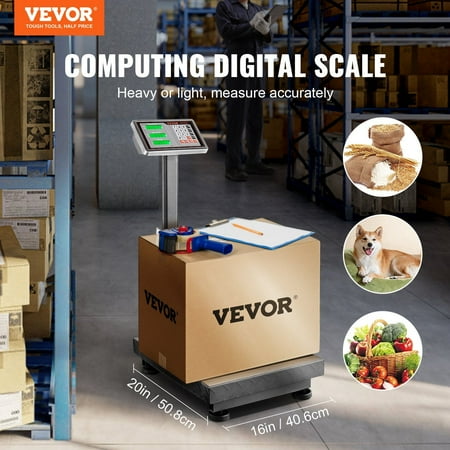 Heavy Duty Digital Platform Scale 660 lbs Load 0.1 lbs Precision, Computing Floor Scale with LB/KG, Tare, Price Calculation, Stainless Steel Screen for Packages Luggage, FCC Listed