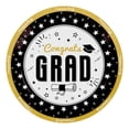 thumbnail image 1 of Heavy Duty Disposable Dinner Plates, Black Gold Party Table Decor, 25 Pc Graduation Paper Plates Set, 1 of 5