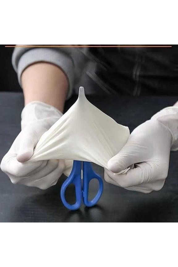 Heavy Duty Disposable Nitrile Exam Gloves Basic Powder- Clean White Gloves 100 Count Ideal for and Sanitary Use 100PCS