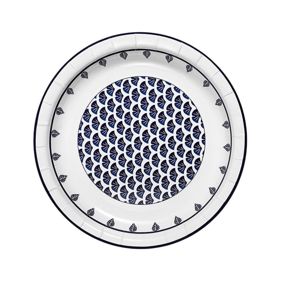 Heavy-Duty Disposable Paper Plates, Waterproof and Oil-Proof Dinner Plates, Eco-Friendly Round Tableware for Parties and Everyday Use ( Blue )