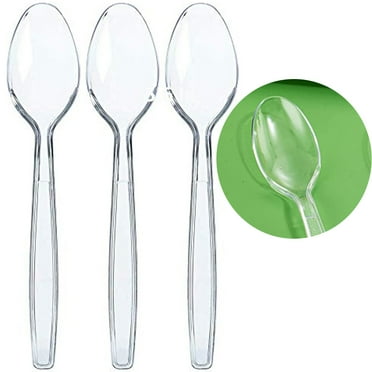 Heavy Duty Disposable Plastic Spoons, Clear Disposable Spoons, 100 Count