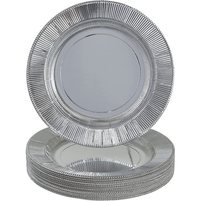 Heavy Duty Disposable Plates - 10 inch Paper Plates - Metallic Silver ...