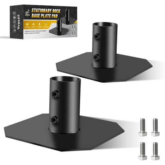 Heavy Duty Dock Base Plate, Professional Dock Hardware for Floating or Stationary Boat Docks, Pole Support Post Holder Mounting Bracket for Aluminum or Steel Pipes 2 Pack