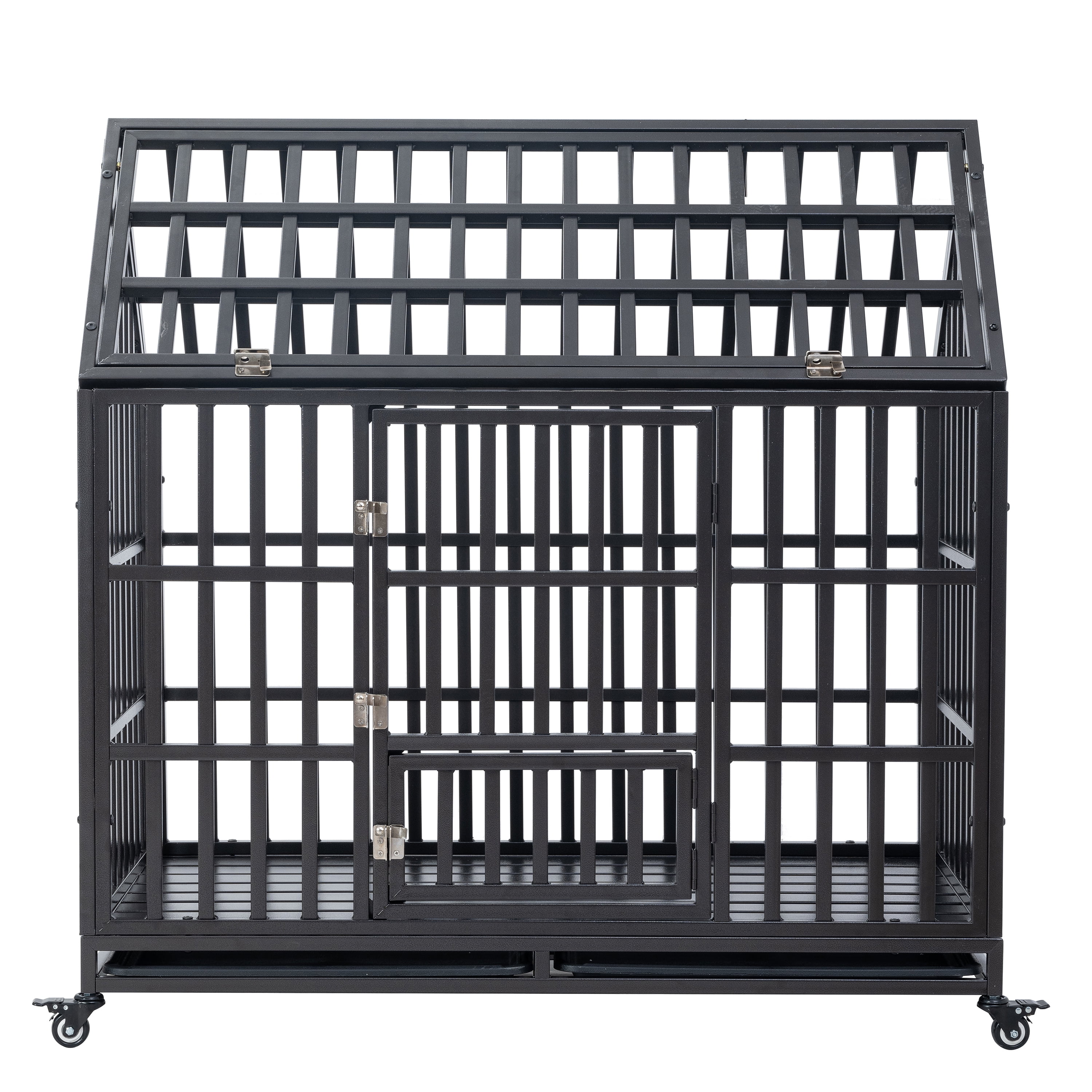 View of Heavy Duty Dog Cage pet Crate with Roof & window on roof - Walmart.com