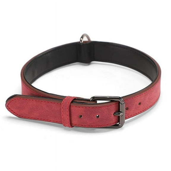 Heavy Duty Dog Collar, Padded Nylon with Metal Buckle & D-Ring for Leash, Durable Necklace for Training & Identification of Large Breeds XSRed