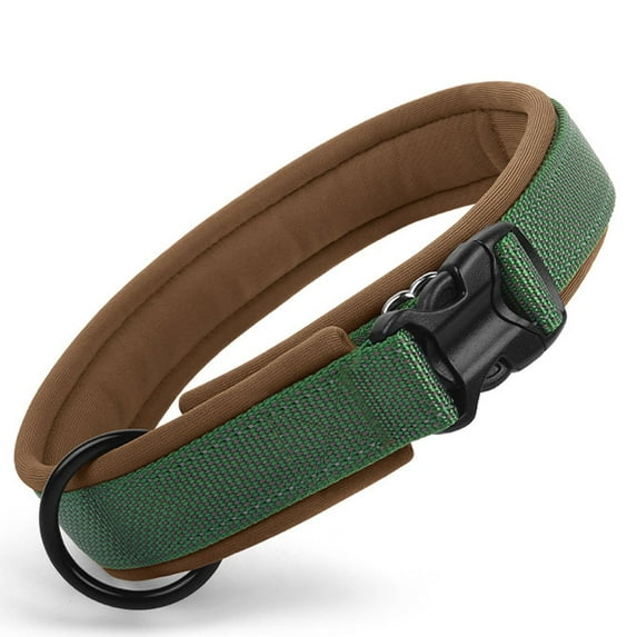 Heavy Duty Dog Collar, Ultra Comfortable Soft Neoprene Padded, Adjustable Reflective Nylon Pet Collar with Durable Metal Belt Buckle for Medium Breeds