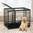 thumbnail image 1 of Heavy Duty Dog Crate, 36 Inch Metal Dog Crate with Wheels for Small Dogs, Sturdy Locks Design, Double Door and Removable Tray Design Indoor & Outdoor, Black, 1 of 7