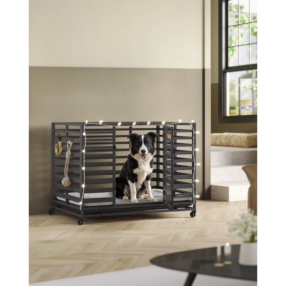 Heavy-Duty Dog Crate, 42.1 x 27.6 x 32.5 Inches Dog Cage for Large Dogs, Expandable Dog Kennel
