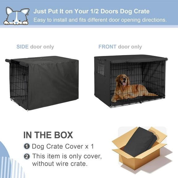 Heavy Duty Dog Crate Cover for 36 Inch Wire Cage - Black,  Fit with Mesh Window