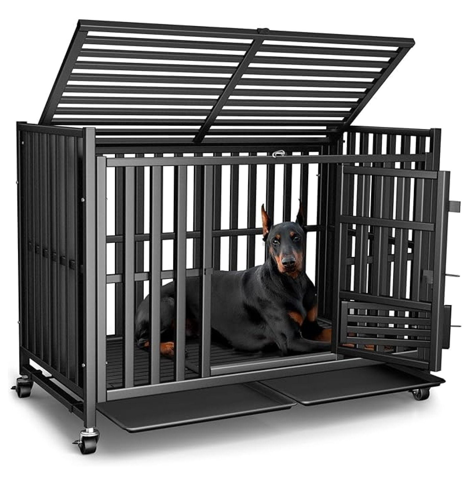 Visual Reference: Heavy Duty Dog Crate Escape Proof Indestructible Cage For High
