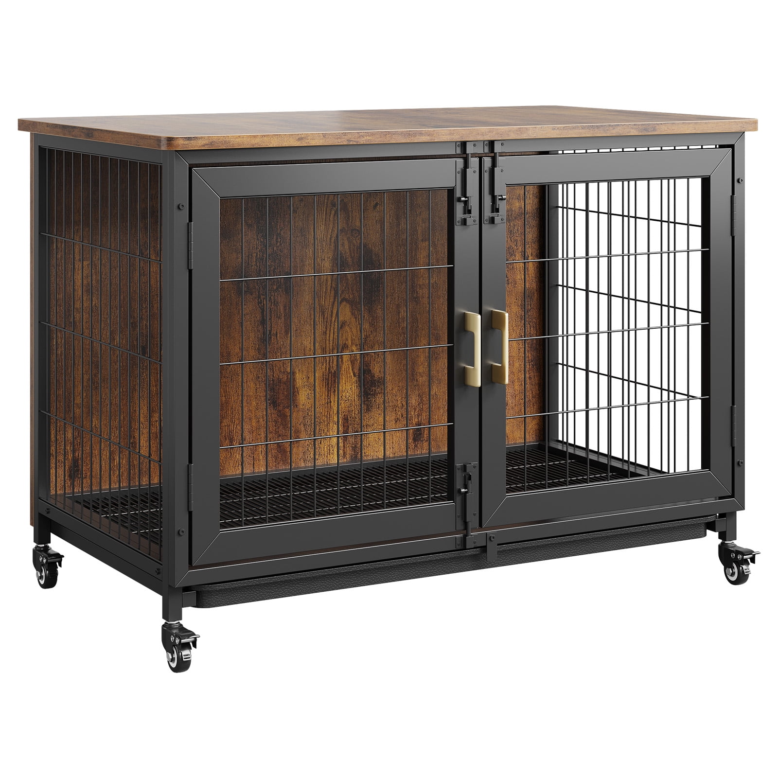 Image showcasing Heavy Duty Dog Crate Furniture, Industrial Wooden End Table with ...