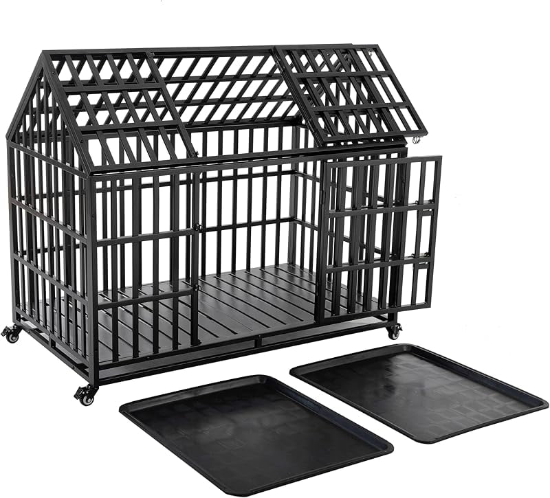 Heavy Duty Dog Crate Large Dog cage Strong Metal Dog Kennels and Crates