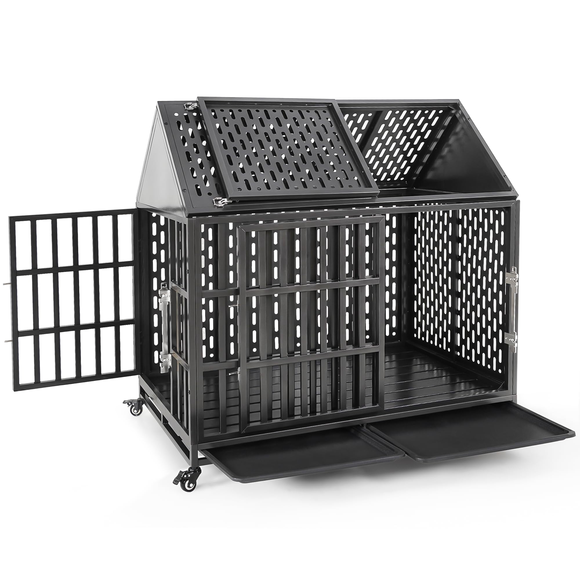 Picture of Heavy Duty Dog Crate for Large Dogs 46 Inch, Chew Proof Indestructible ...