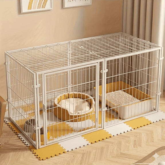 Heavy Duty Dog Crate, Metal Indoor Kennel, Double Door, Removable Tray