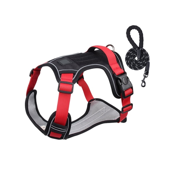 Heavy-Duty Dog Harness for Large Dogs, No Pull Adjustable Pet Vestwith Handle, K9 Military-Grade Control for Service Training Outdoor Black